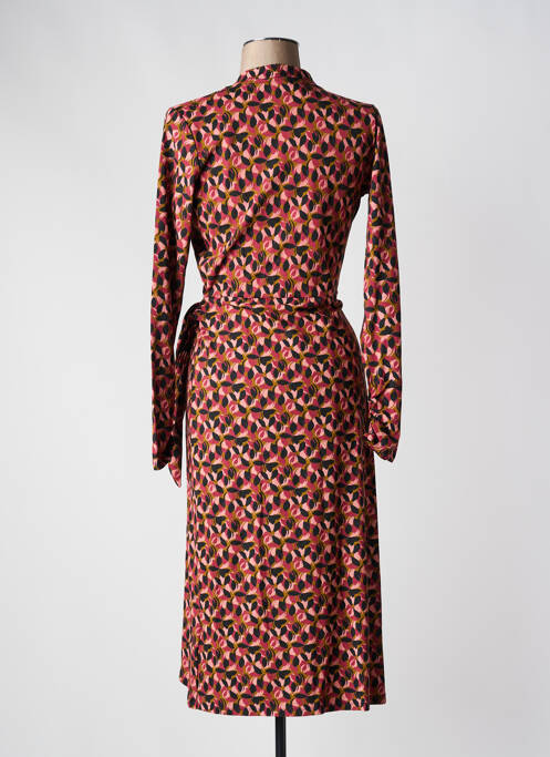 Robe mi-longue imprimé fantaisie manches longues rose ZILCH femme