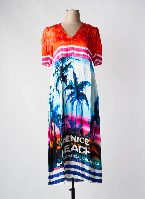 Robe longue manches courtes manches courtes bleu GRACE femme