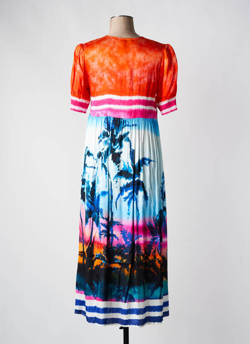 Robe longue manches courtes manches courtes bleu GRACE femme