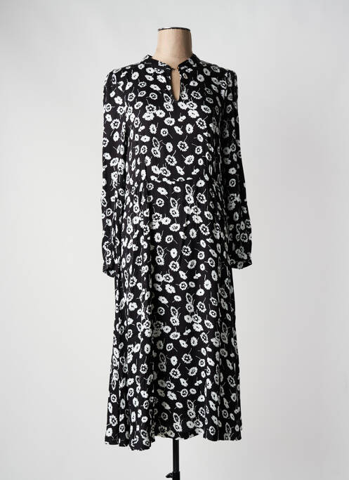 Robe longue manches longues manches longues noir ICHI femme
