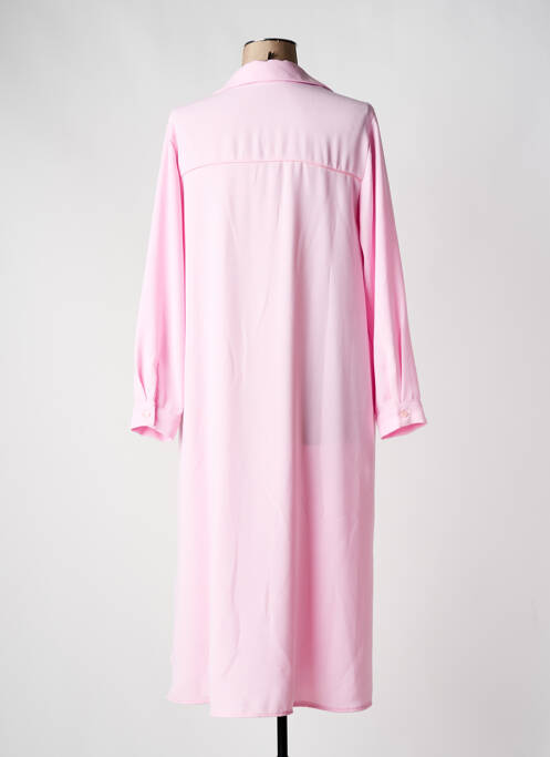 Robe mi-longue coupe fluide manches longues rose TOUPY femme