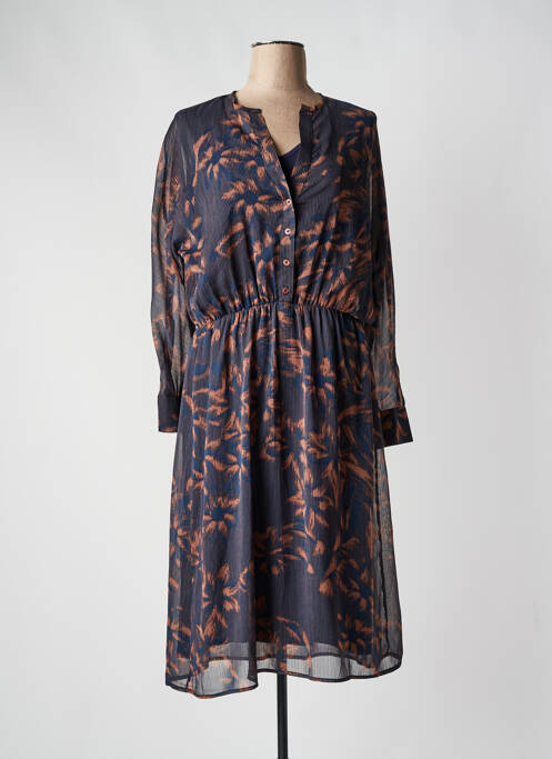 Robe mi-longue coupe fluide sans manche bleu TOUPY femme