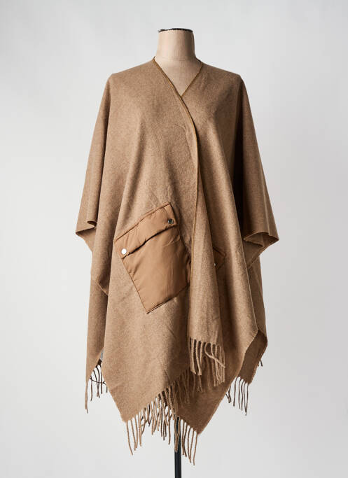 Poncho col v marron YAYA femme