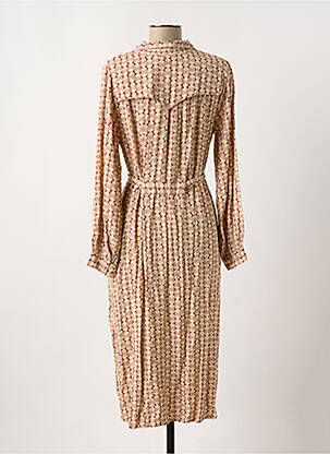Robe mi-longue coupe fluide manches longues beige INDI & COLD femme