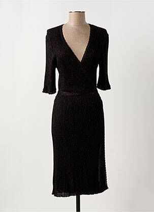 Robe mi-longue manches courtes manches courtes noir LA PETITE ETOILE femme