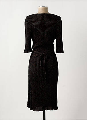 Robe mi-longue manches courtes manches courtes noir LA PETITE ETOILE femme