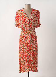 Robe mi-longue coupe fluide manches courtes rouge LA PETITE FRANCAISE femme