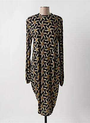 Robe mi-longue imprimé fantaisie manches longues noir SCOTCH & SODA femme