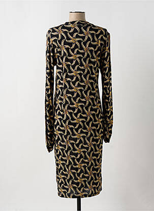 Robe mi-longue imprimé fantaisie manches longues noir SCOTCH & SODA femme