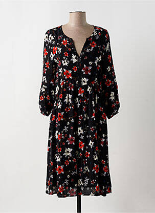 Robe mi-longue coupe fluide manches 3/4 noir YAYA femme