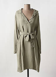 Robe mi-longue coupe fluide manches longues vert YAYA femme