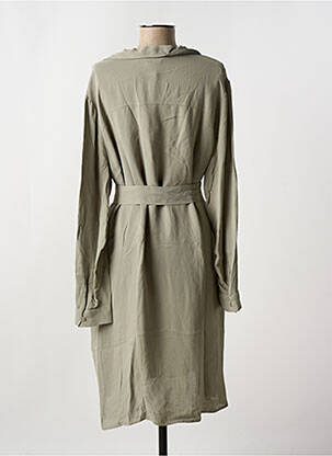 Robe mi-longue coupe fluide manches longues vert YAYA femme