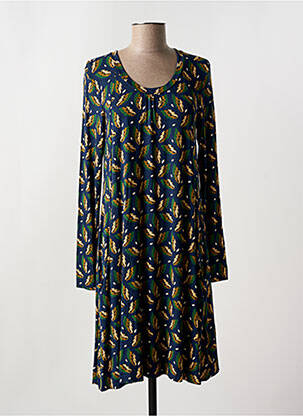 Robe mi-longue imprimé fantaisie manches longues bleu ZILCH femme
