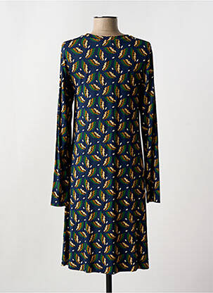 Robe mi-longue imprimé fantaisie manches longues bleu ZILCH femme