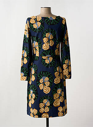 Robe mi-longue imprimé fleurs manches longues bleu ZILCH femme