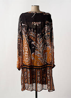 Robe mi-longue imprimé fleurs manches longues noir CREAM femme