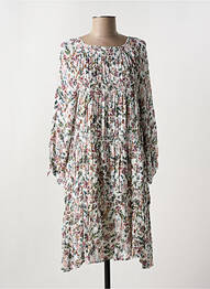 Robe mi-longue coupe fluide manches longues rose INDI & COLD femme