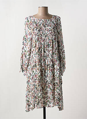 Robe mi-longue imprimé fleurs manches longues rose INDI & COLD femme