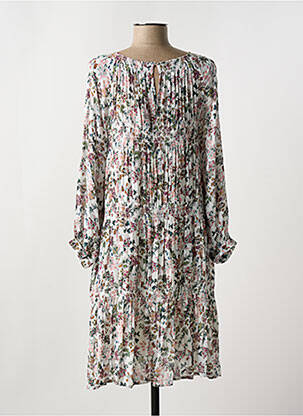 Robe mi-longue imprimé fleurs manches longues rose INDI & COLD femme