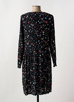 Robe mi-longue imprimé fleurs manches longues noir ICHI femme