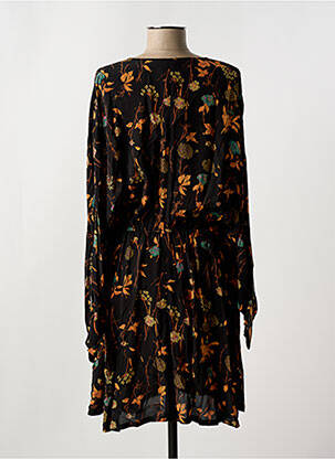 Robe mi-longue coupe fluide manches longues noir IDANO femme