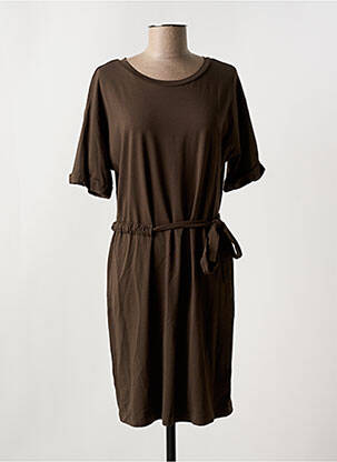 Robe mi-longue manches courtes manches courtes vert YAYA femme