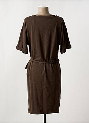 Robe mi-longue manches courtes manches courtes vert YAYA femme