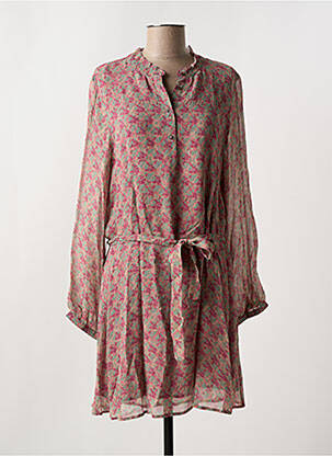 Robe courte coupe fluide manches longues rose INDI & COLD femme