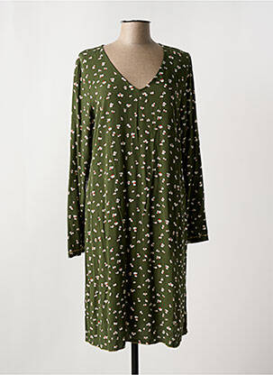 Robe mi-longue coupe fluide manches longues vert YERSE femme