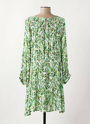 Robe courte coupe fluide manches longues vert INDI & COLD femme