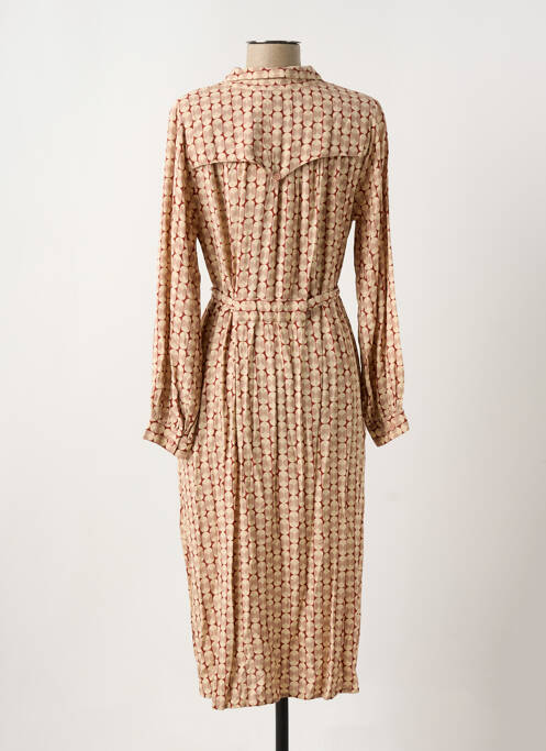 Robe mi-longue coupe fluide manches longues beige INDI & COLD femme