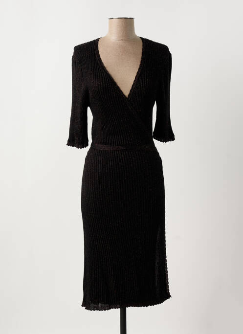 Robe mi-longue manches courtes manches courtes noir LA PETITE ETOILE femme