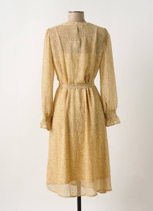 Robe mi-longue manches longues manches longues beige ICHI femme