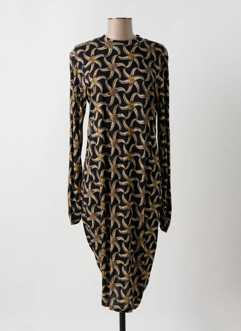 Robe mi-longue imprimé fantaisie manches longues noir SCOTCH & SODA femme