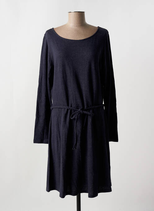 Robe mi-longue manches longues manches longues bleu MAJESTIC FILATURES femme
