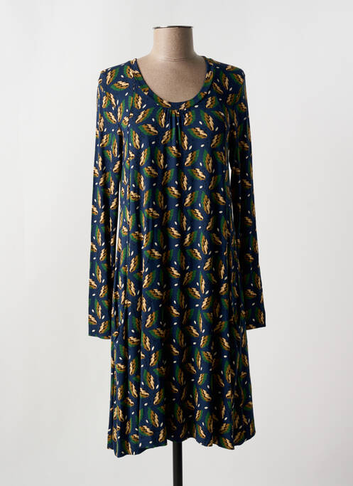 Robe mi-longue coupe évasée manches longues bleu ZILCH femme