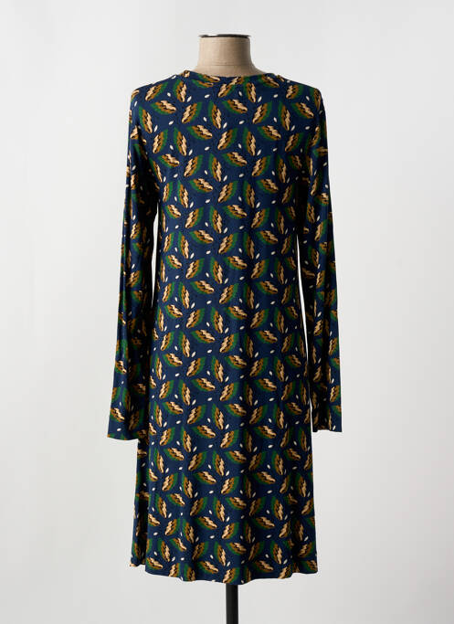 Robe mi-longue coupe évasée manches longues bleu ZILCH femme