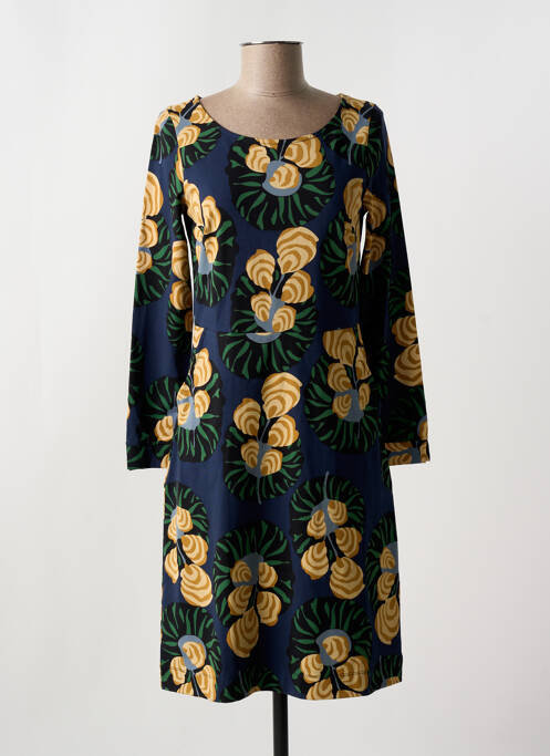 Robe mi-longue imprimé fleurs manches longues bleu ZILCH femme