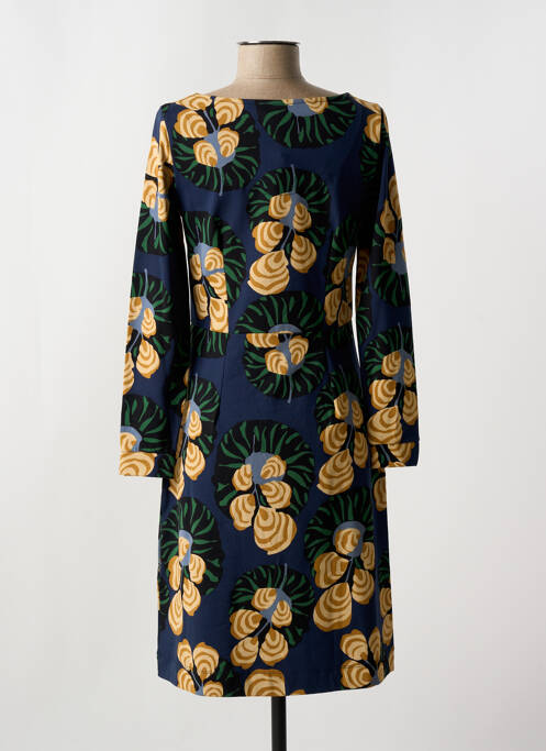 Robe mi-longue imprimé fleurs manches longues bleu ZILCH femme