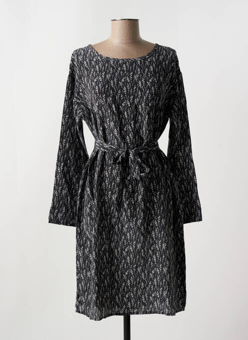 Robe mi-longue imprimé fantaisie manches longues noir HARTFORD femme