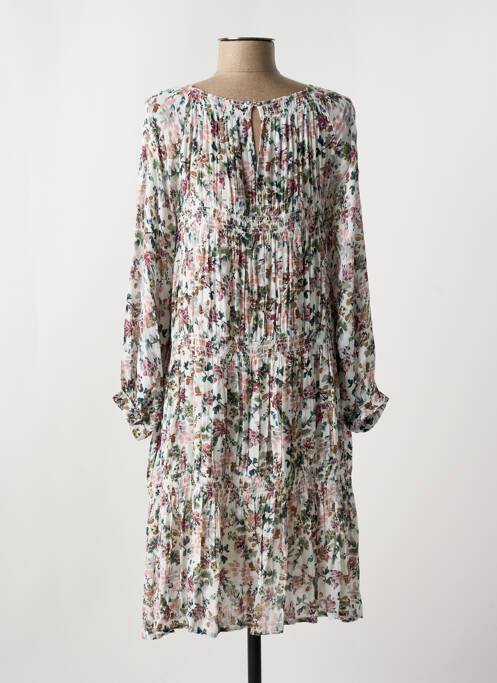 Robe mi-longue coupe fluide manches longues rose INDI & COLD femme