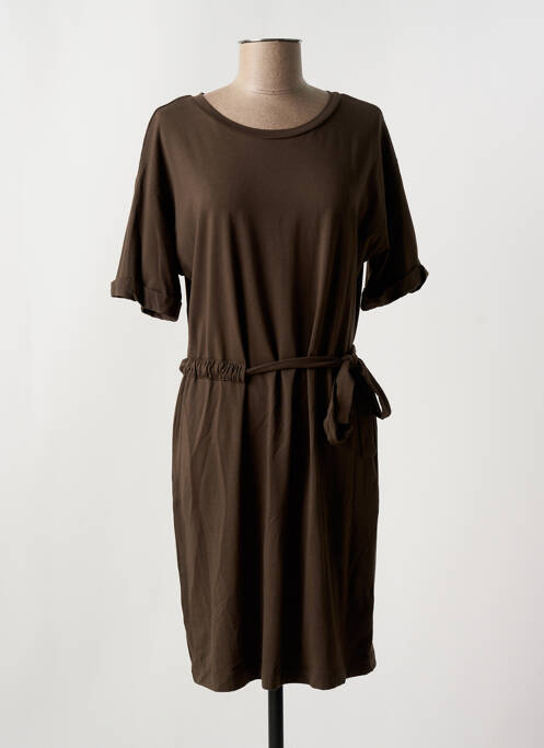 Robe mi-longue manches courtes manches courtes vert YAYA femme