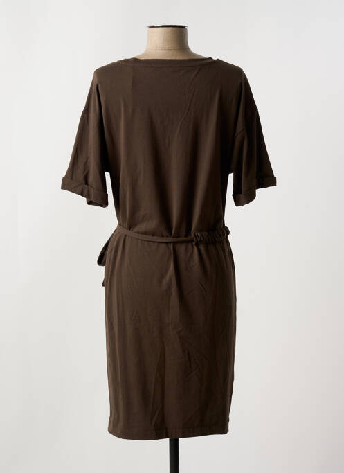 Robe mi-longue manches courtes manches courtes vert YAYA femme