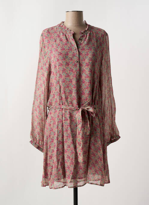 Robe courte manches longues manches longues rose INDI & COLD femme