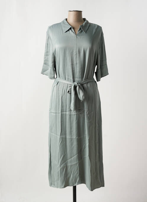 Robe longue manches courtes manches courtes vert YAYA femme