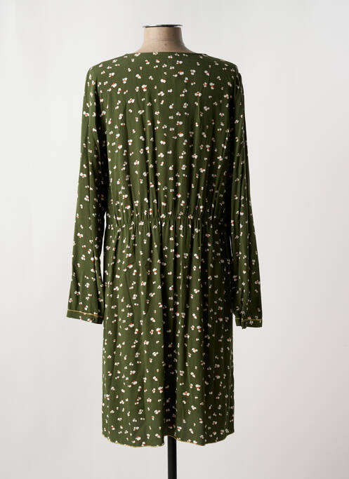 Robe mi-longue imprimé fantaisie manches longues vert YERSE femme
