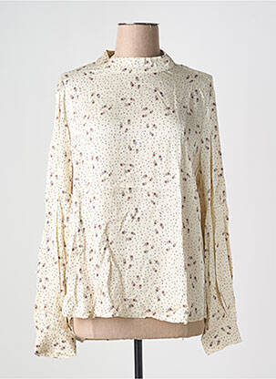 Blouse poignets boutonnés avec fente manches longues beige YAYA femme