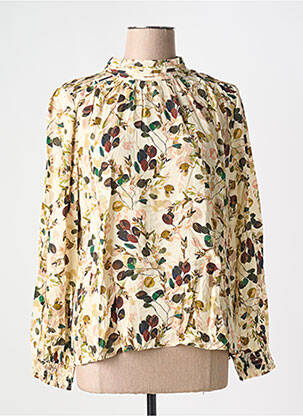 Blouse imprimé fleurs manches longues beige INDI & COLD femme