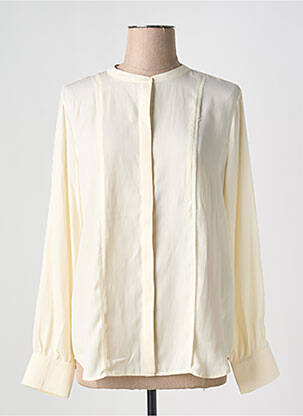 Chemisier tissage crêpe manches longues beige YAYA femme
