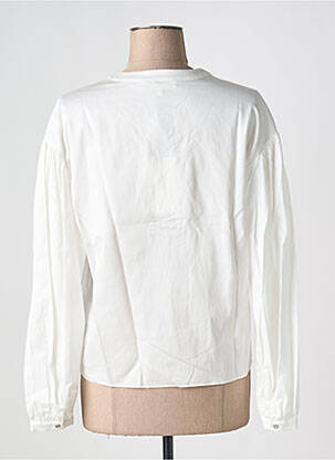 Blouse tissage popeline manches longues blanc KOCCA femme